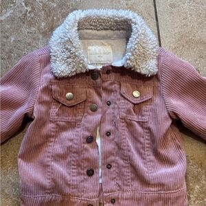 Chelsea & Violet Dusty Pink Corduroy Jacket with Cream Sherpa Collar
